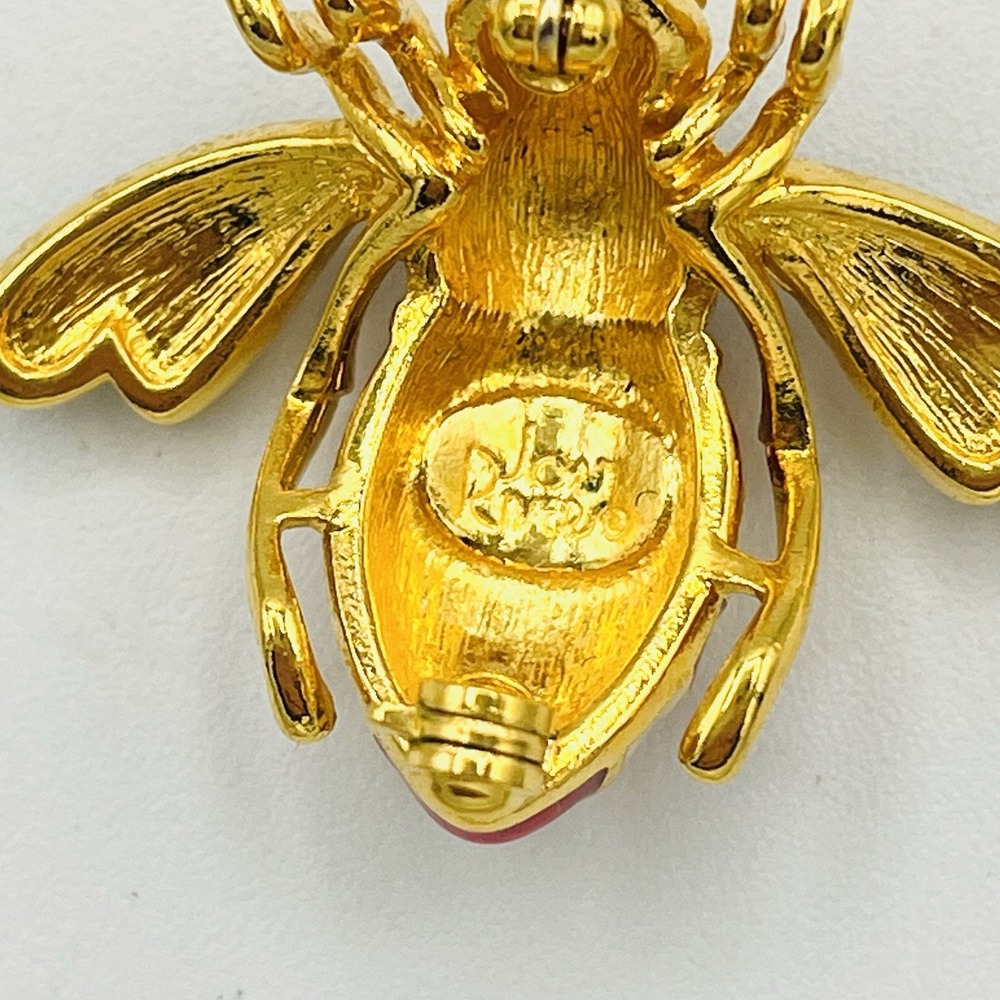 Joan Rivers American Flag Bee Pin Brooch Crystal 4th July Patriotic USA Gold - Picture 7 of 7